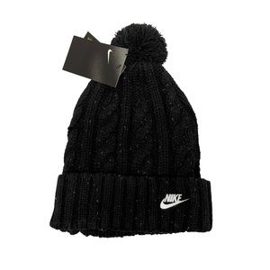 Nike Back and Gray Knit Beanie with removable Pom